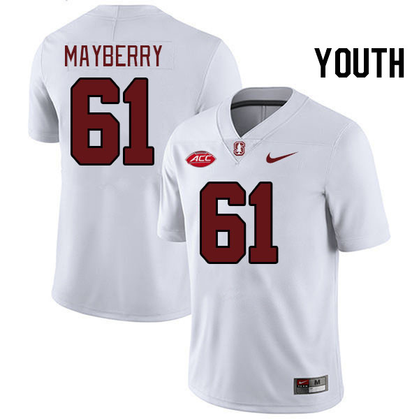 Youth #61 Trevor Mayberry Stanford Cardinal 2024 ACC Conference College Football Jerseys Stitched-Wh